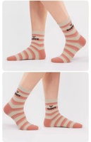 Chaussettes en éponge à rayures blanches roses pour femmes automne hiver longueur d'équipage moelleux chaud respirant anti-dérapant tricoté coton serviette sentiment