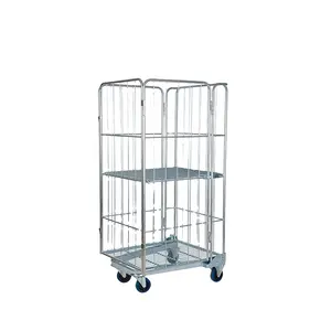 Warehouse Transportation Industrial Durable Logistic Foldable Nestable Cage Trolley Roll Container