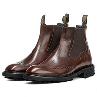 Bottes à lacets en PU classiques rétro de luxe pour hommes - Plateforme épaisse antidérapante, chaussures de moto pour toutes les saisons