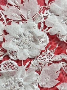 <span class=keywords><strong>3D</strong></span> đính cườm ren vải sang trọng Bridal Wedding Dress pha lê hạt 5 bãi Chất lượng cao pháp Net chuỗi phi sequined vải tuyn - Product Image 5