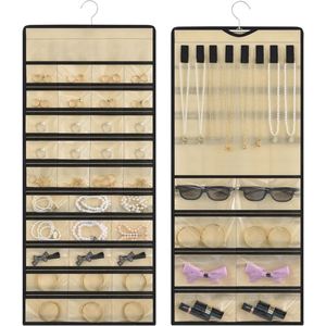 Rotating <b>Hanging</b> Jewelry <b>Storage</b> Bag, Non-woven Double Sided Dustproof Organizer with Zipper Pockets for Earrings & Necklaces - Product Image 1