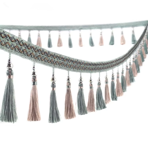 Rideau de 11 centimètres avec bordure en dentelle, décoration de mariage, pendentif <span class=keywords><strong>boule</strong></span> bicolore en dentelle, pompon fluide - Product Image 3