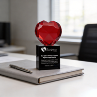 Trofeo de Cristal Rojo Noble en Forma de Corazón, Premio Personalizado con Logotipo, Regalo Promocional Empresarial, Regalo de Amor, Decoración, Regalo de Boda, Artesanía