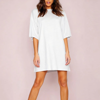 Robe T-shirt décontractée longue pour femme, respirante, 100 % coton, manches courtes, coupe ample, automne-été