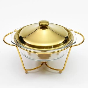 ชุดอุ่นอาหารบุฟเฟ่ต์โรงแรมหรู 2 ลิตร สีเงิน/ทอง พร้อมฝาปิดสแตนเลส - Product Image 3