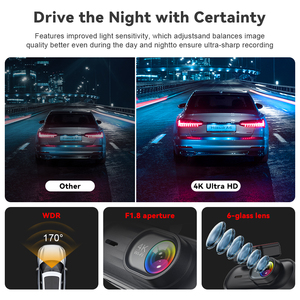 2025 nâng cấp 3 "IPS HD Màn <span class=keywords><strong>h</strong></span>ình kép dashcams cho xe ô tô với tầm nhìn ban đêm phía trước và phía sau 4K cao cấp WIFI ghi Dash Cam - Product Image 5