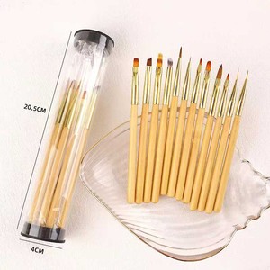 Wooden Handle Poly Gel Nail Brush Salon Artist DIY Liner Detail Flower Ombre 3D Acrylic Nail Art <b>Paint</b> Manicure Brushes <b>Set</b> - Product Image 5