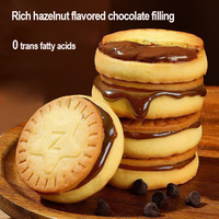 Biscuits au chocolat saveur noisette, biscuits au chocolat ronds, biscuits sandwich au chocolat, sachet de 208g