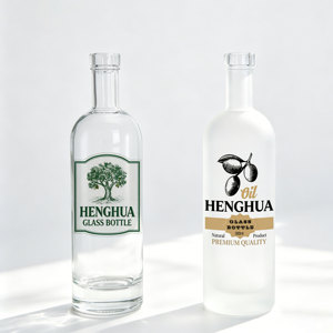Botella de Vidrio de Lujo con Fondo Grueso Super Flint de 500ml 375ml para Licores, Ginebra, Ron, Aceite de Oliva y Whisky, con Tapón y Vertedor - Product Image 5