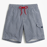 Shorts de bain pour hommes personnalisés à rayures, séchage rapide, style nautique, avec doublure en maille et cordon de serrage, maillot de bain de plage OEM