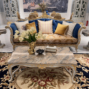 Ensemble <span class=keywords><strong>de</strong></span> canapé en tissu sculpté en bois fait à la main, style européen classique <span class=keywords><strong>de</strong></span> luxe - Product Image 3