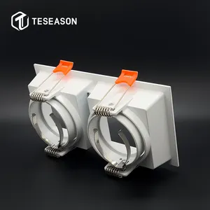 Cutting 75*150mm Adjustable Double Head Square MR16 GU10 Die-casting Aluminum Recessed Downlight Bezel