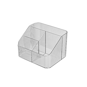 Transparent Office Organizer Rectangle Open Top With Compartments Pen Holder <b>Desk</b> Storage Box For Stationery And Notebooks - Product Image 5