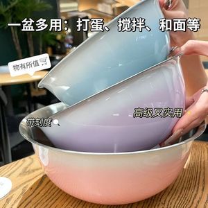 Juego de cuencos de acero inoxidable estilo coreano, diseño degradado de 3 piezas para ensaladas, amasar, hornear frutas, uso doméstico, peso ligero - Product Image 4