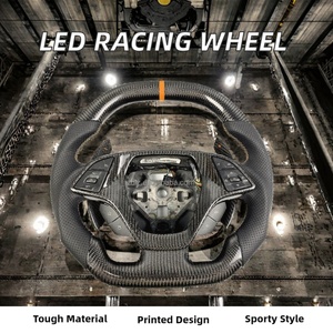 Volant de course personnalisé en cuir perforé et fibre de carbone avec LED pour Chevrolet Camaro Sports, compatible avec les modèles Cabriolet GLC, Classe S, TT, Classe G, GLS - Product Image 2