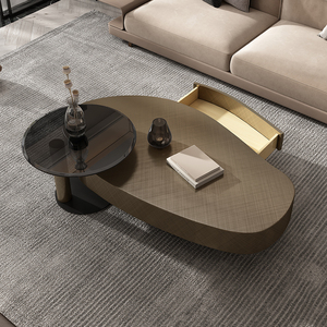 Tavolino da Caffè in Acciaio Girevole a Forma di Bussola, Design Creativo per Arredamento Moderno di Ville di Lusso, Dimensioni e Colore Personalizzabili - Product Image 1