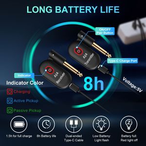A14 Có Thể Sạc Lại Xoay Cắm Âm Thanh Guitar Điện Bass Violin Không Dây <span class=keywords><strong>Transmitter</strong></span> Receiver Nói Chung Âm Nhạc Pickup Tuner Kim Loại - Product Image 3