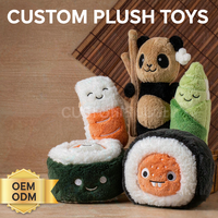 Peluches personnalisées Sushi OEM ODM Panda Rouleau de Sushi Poupée en peluche en forme de poussée de bambou Vente en gros