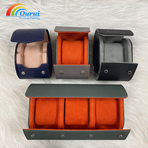 3 Slots PU Leather <b>Watch</b> Roll <b>Case</b>, Custom Logo Travel <b>Watch</b> Storage Box, Portable <b>Watch</b> Display Organizer for Men, Factory Dire - Product Image 4