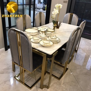 Altri Mobili Commerciali Set <span class=keywords><strong>Tavolo</strong></span> da Pranzo in Marmo Moderno <span class=keywords><strong>Allungabile</strong></span> <span class=keywords><strong>con</strong></span> <span class=keywords><strong>6</strong></span> <span class=keywords><strong>Sedie</strong></span> per Casa DT010 - Product Image 3