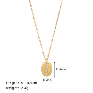 Colliers de mode en acier inoxydable pour femmes, pendentifs ovales en forme de grain de café, résistants à la décoloration, bijoux rétro - Product Image 3