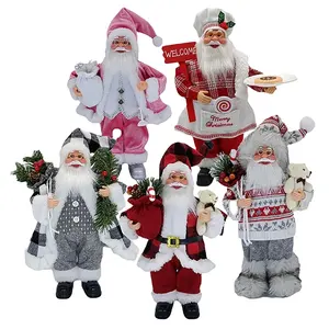 Лучший подарок, 14 дюймов, Красные праздничные украшения для дома, рождественские фигурки Санта-Клауса, декоративные фигурки с рождественскими носками