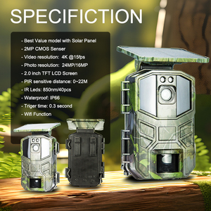 4K 30fps video ghi âm tầm nhìn ban đêm khoảng cách nhiệt ngoài trời không dây năng lượng mặt trời bảng điều khiển an ninh Đường Mòn săn bắn máy ảnh với động vật hoang dã - Product Image 4