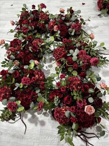 Bouquets de fleurs artificielles modernes et personnalisables en soie rouge foncé, roses, faites à la main, pour décoration de mariage et de remise de diplôme - Product Image 6