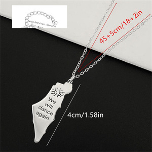 Nouveau Style Palestine carte gravé collier pendentif en acier inoxydable nous danserons à nouveau logo collier gravé - Product Image 4