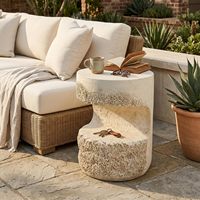 Table d'appoint ronde décorative moderne MGO de 20,25 pouces, avec texture similaire au marbre, adaptée aux balcons de jardin