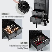 Chariot de Salon Professionnel à 3 Tiroirs avec Roues Verrouillables, Valise de Maquillage Roulante, Grande Boîte à Cosmétiques à Roulette