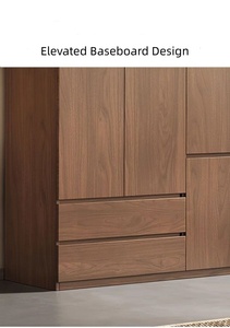 Armadio in legno di noce, moderno armadio minimalista Multi-porta con cassetti, mobili per <span class=keywords><strong>camera</strong></span> da <span class=keywords><strong>letto</strong></span> di grande capacità per la casa - Product Image 2
