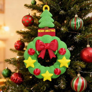 Ghirlanda Natalizia Stampata in 3D, Ornamento Pendente con Fiocco e Stella, Decorazione per Albero di Natale, Regalo per Porta d'Ingresso e Parete - Product Image 1