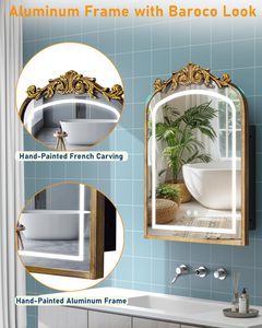 Toptan El Yapımı Antik Avrupa Lüks Banyo Yatak Odası Duvara Monte Ecza Dolabı Aynası LED Işık Buğu Önleyici Kısılabilir <span class=keywords><strong>3</strong></span> - Product Image 3