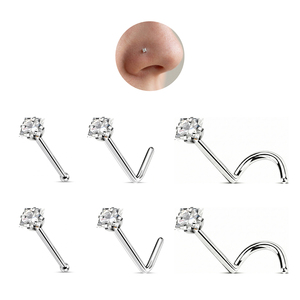 JiaXin Piercing per Naso in Titanio ASTM F136, Chiodi Dritti e a L, con Zirconia Cubica, <span class=keywords><strong>Gioielli</strong></span> per Piercing Nasale - Product Image 1