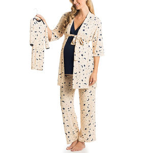 Conjunto de <span class=keywords><strong>pijama</strong></span> de maternidad de silueta de dos piezas ecológico transpirable de bambú para mamá bebé <span class=keywords><strong>Hospital</strong></span> traje a juego familia - Product Image 3