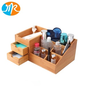 Makeup Organizer Bamboo Wood Vanity Countertop Organizer Cosmetic Jewelry Storage Tray