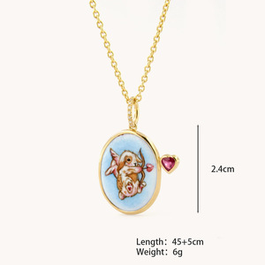 Nuevo Collar con Colgante <span class=keywords><strong>de</strong></span> Conejo Guardián del Tarot, Estilo Dibujos Animados, Pintado, con Conejo Admira-Lunas, Ángel Conejo y Corazón Rojo - Venta Directa <span class=keywords><strong>de</strong></span> Fábrica - Product Image 6