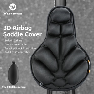 WEST BIKING inflable 3D <span class=keywords><strong>Airbag</strong></span> Road Bike Saddle Cover absorción de impacto transpirable asiento de <span class=keywords><strong>bicicleta</strong></span> funda de cojín - Product Image 1