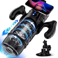 Masturbador Masculino Telescópico Automático con Control por APP, 7 Modos de Empuje y Rotación, con Soporte para Teléfono y Base de Succión, Juguete Sexual para Adultos