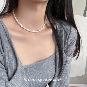 Collier en argent pur S925 haut de gamme avec nœud perlé, design simple et original, accessoire perlé tendance pour hommes et femmes, populaire sur Internet - Product Image 2