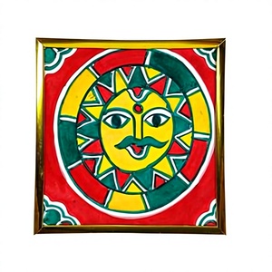Pintura decorativa Madhubani sobre papel hecho a mano, arte tradicional de Bihar - Product Image 1