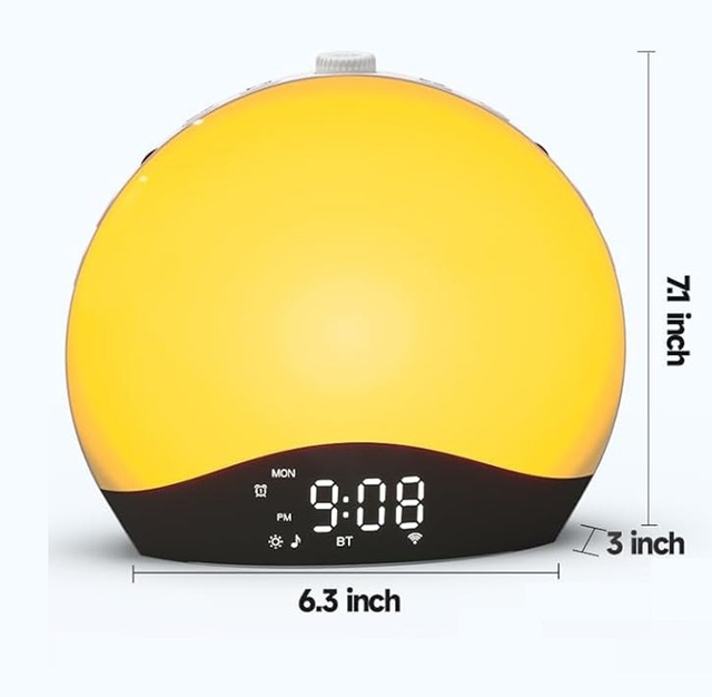 LED Table Light Sunrise Table Lamp Wake up Light Alarm Clock Night Lights Sunrise Lamps Smart Simulation Nature Sound Clock Room