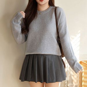 Suéter de punto holgado de talla grande para mujer Runqi, cuello redondo, manga larga, talla grande, capa interior para otoño e invierno, antipilling - Product Image 5