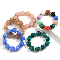 Bracelet Élastique Perlé Tendance Effet Marbré à Couleurs Dégradées, Breloque Originale et Mode pour Cadeaux
