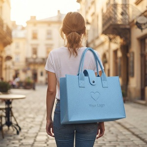 Bolsa de Mano Casual Portátil de Fieltro, Parte Superior Abierta, Duradera, Personalizable, Bolsos de Mano para Mujer, Bolsas de Compras Biodegradables, Bolsa para Damas - Product Image 6