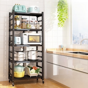 Premium Faltbares Aufbewahrungsregal aus Kohlenstoffstahl 71cm - Massivholzplatte Mehrschichtig CA009 Organizer mit Feststellbaren Rollen - Große Kapazität - Product Image 4