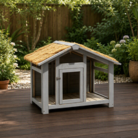Mobilier d'extérieur moderne, écologique et durable en bois de grande taille pour animaux de compagnie, style ferme, avec niche, cage, nichoir et espace de course, pour toutes les saisons