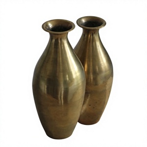 <b>Gold</b> Color Metal <b>Flower</b> Vase Set of 2 traditional Design Handmade <b>Artificial</b> Plants <b>Flower</b> Vases For Wedding Event Decor Supply - Product Image 1