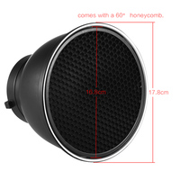 Réflecteur standard de 7 pouces, diffuseur de lumière, abat-jour avec grille en nid d'abeille pour flash studio Bowens Mount, flash Speedlite